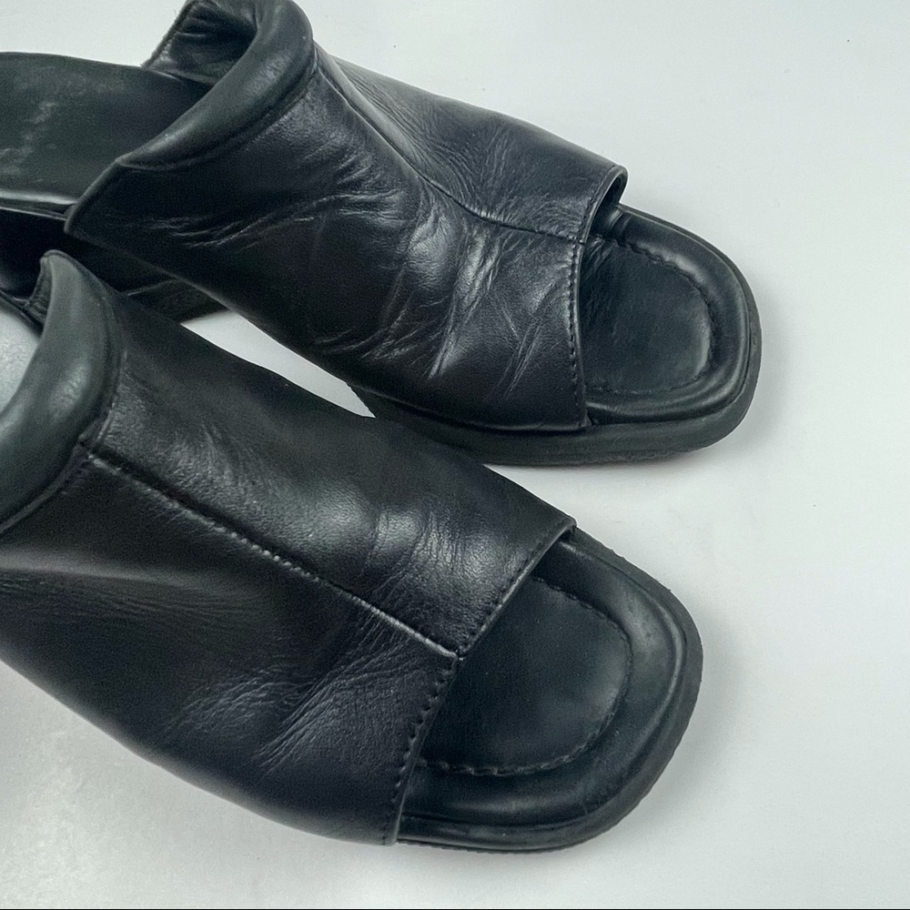 ECCO All Black Open Toe Comfort Sandal Size 4.5 - Picture 2 of 10
